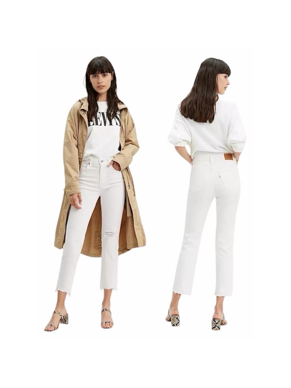 Levi's 724 White High-rise Straight Crop